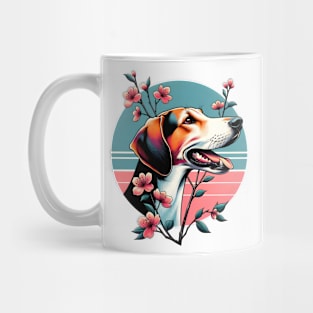 Joyful English Foxhound with Spring Cherry Blossoms Mug